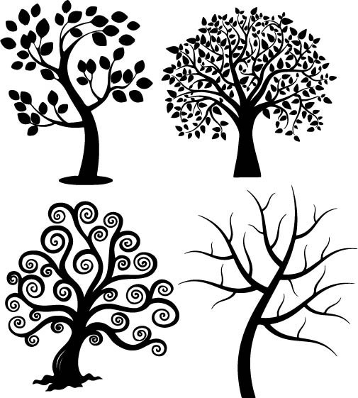 طرح سیلوئت درخت مارپیچ مناسب برای استفاده در دستگاه های cnc چوب و cnc لیزر - spiral tree silhouette vectors eps file