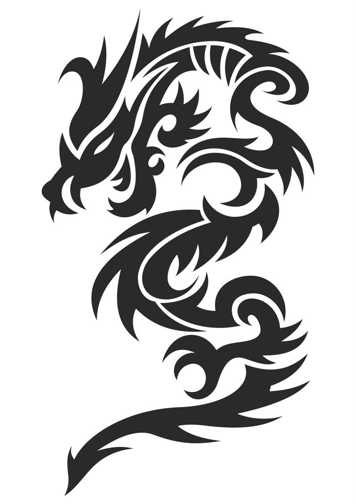 طرح وکتور خالکوبی اژدها مناسب برای استفاده در دستگاه های cnc چوب و cnc لیزر - tattoo dragon vector illustration cdr file