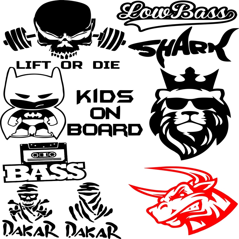 طرح فایل وکتوری برچسب وینیل روی ماشین مناسب برای استفاده در دستگاه های cnc چوب و cnc لیزر - vinyl stickers on car vector pack cdr file