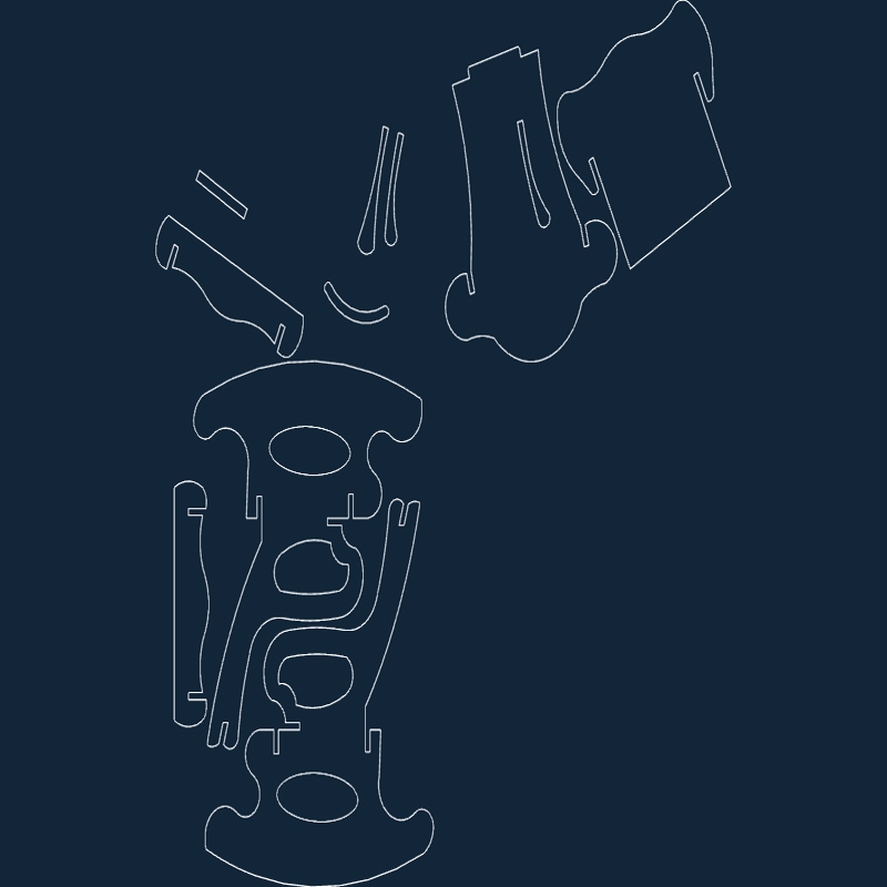 طرح صندلی گهواره ای مناسب برای استفاده در دستگاه های cnc چوب و cnc لیزر - rocking chair dxf