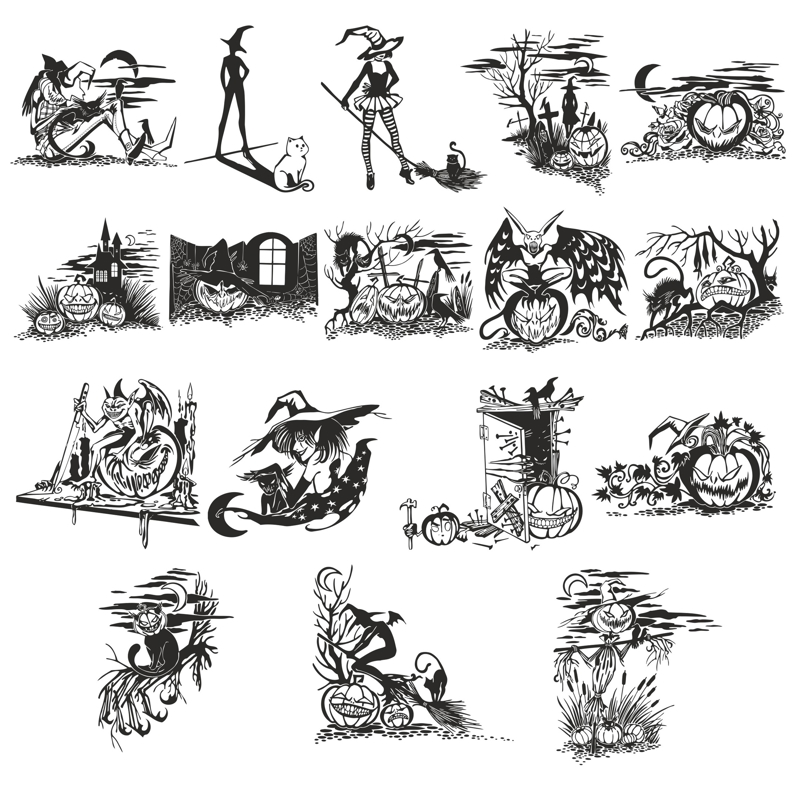طرح مجموعه وکتور هالووین مناسب برای استفاده در دستگاه های cnc چوب و cnc لیزر - halloween vector set cdr file