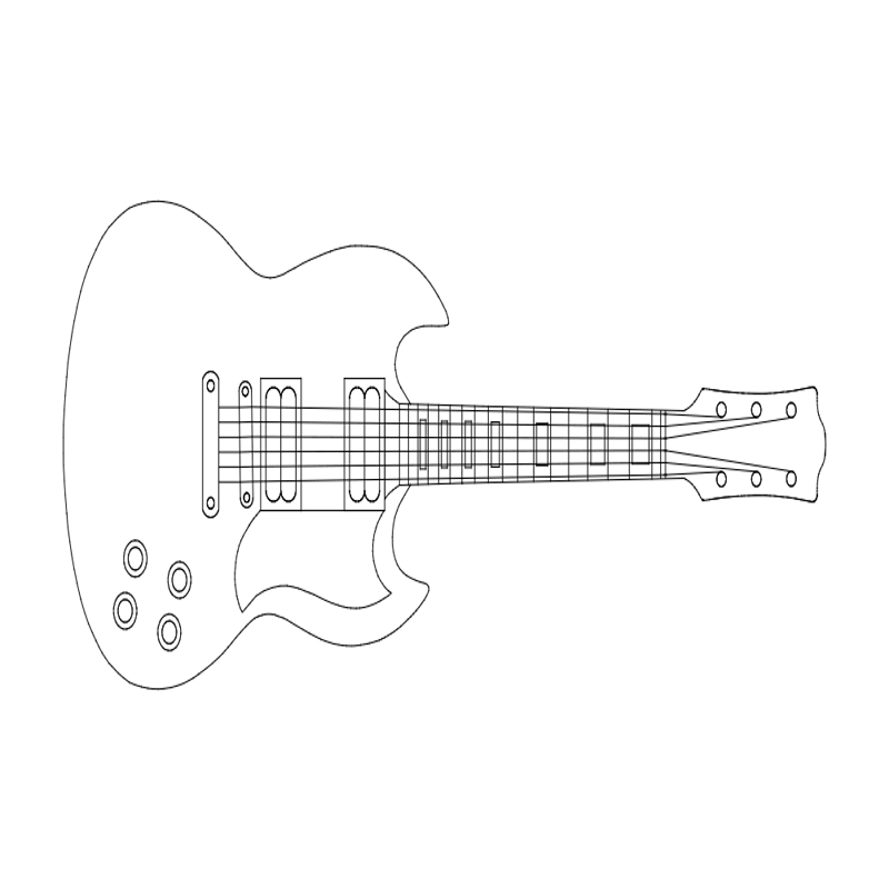 طرح گیتار ۲ مناسب برای استفاده در دستگاه های cnc چوب و cnc لیزر - guitar 2 dxf file