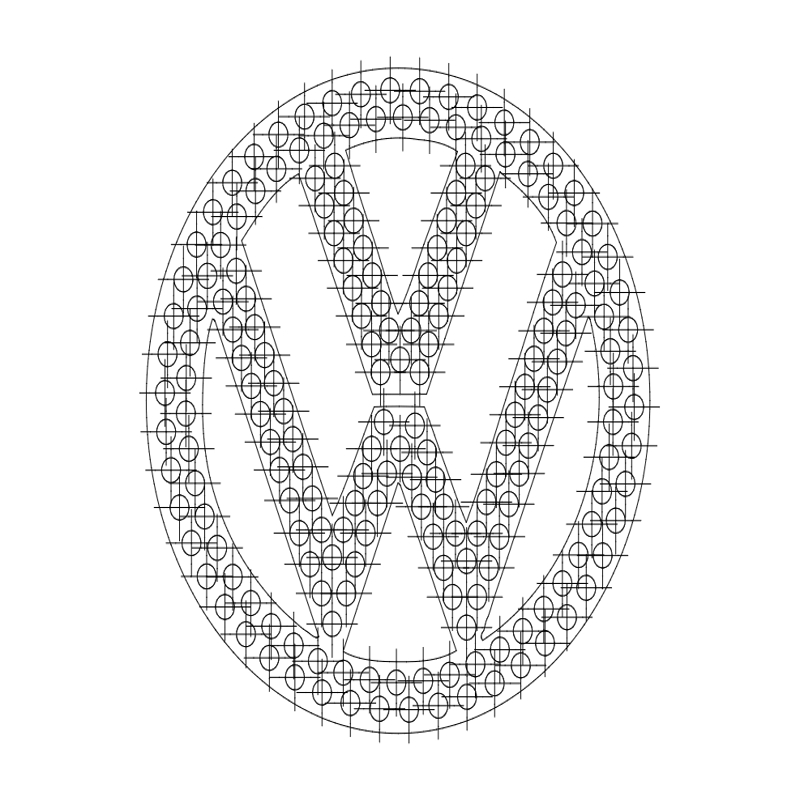 طرح لوگوی فولکس واگن مناسب برای استفاده در دستگاه های cnc چوب و cnc لیزر - vw logo dxf file