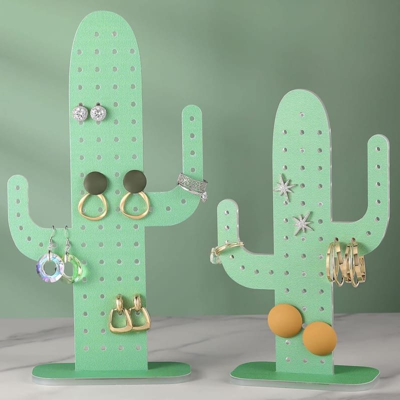 طرح پایه گوشواره طرح کاکتوس مناسب برای استفاده در دستگاه های cnc چوب و cnc لیزر - laser cut cactus jewelry stand earring holder