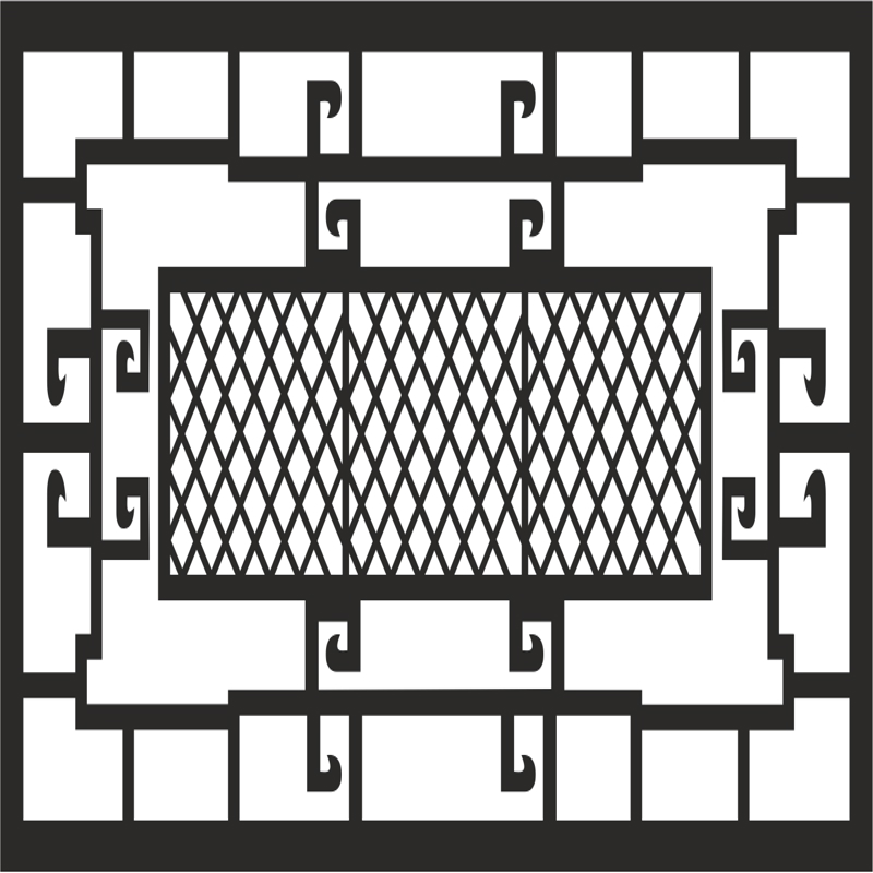 طرح وکتور حفاظ پنجره مناسب برای استفاده در دستگاه های cnc چوب و cnc لیزر - window grill vector cdr file