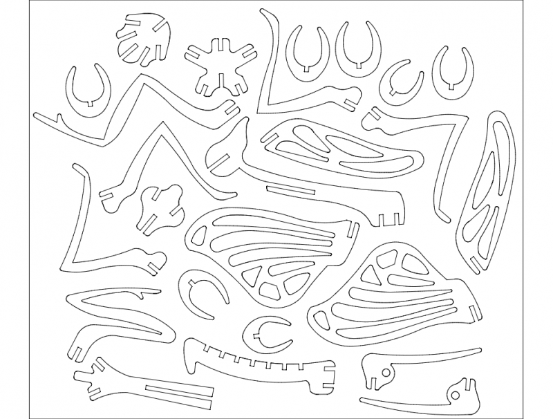 طرح 3 میلی متری پازل gottesanbeterin مناسب برای استفاده در دستگاه های cnc چوب و cnc لیزر - gottesanbeterin puzzle 3mm dxf file