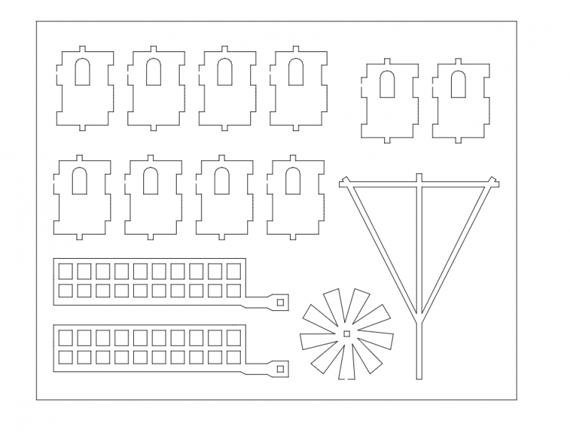 طرح آسیاب بادی قسمت دوم مناسب برای استفاده در دستگاه های cnc چوب و cnc لیزر - windmill part 2 dxf file