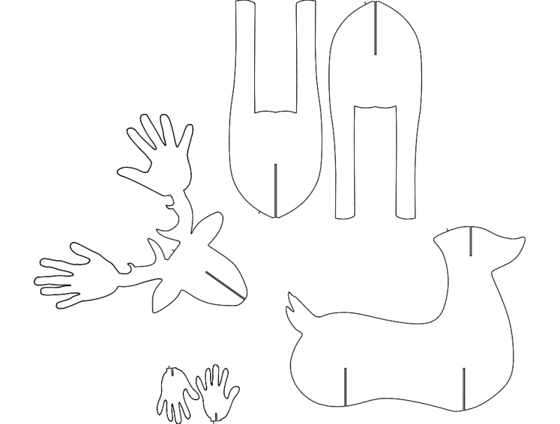 طرح سه بعدی گوزن شمالی مناسب برای استفاده در دستگاه های cnc چوب و cnc لیزر - 3d reindeer dxf file