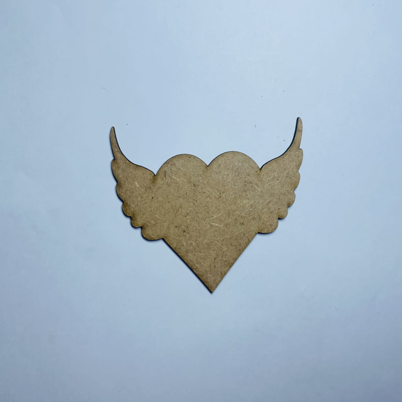 طرح برش چوب قلب با بال برای لیزر مناسب برای استفاده در دستگاه های cnc چوب و cnc لیزر - laser cut heart with wings wood cutout cdr file