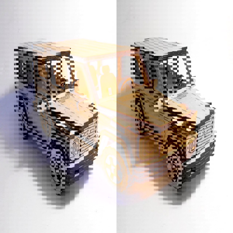 طرح پازل سه بعدی مرسدس بنز جی کلاس مناسب برای استفاده در دستگاه های cnc چوب و cnc لیزر - laser cut mercedes benz g class 3d puzzle cdr file