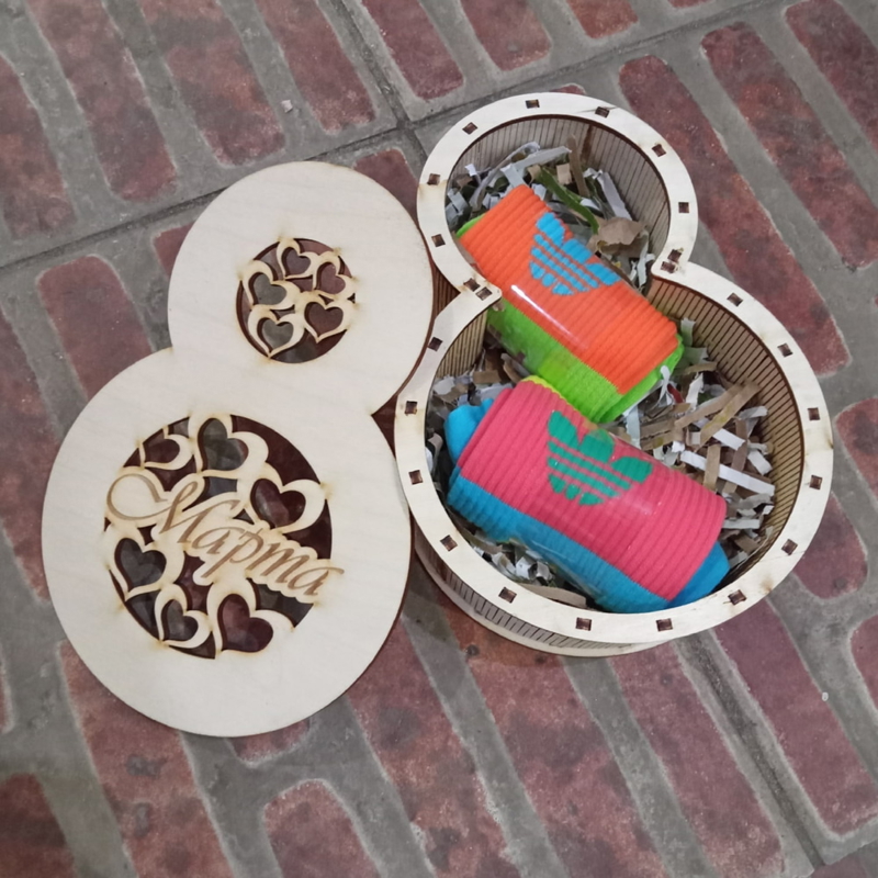 طرح جعبه هدیه هشتم مارس مناسب برای استفاده در دستگاه های cnc چوب و cnc لیزر - laser cut 8 march gift box cdr file