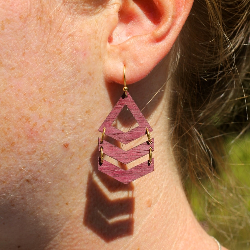 طرح گوشواره چوبی طرح شورون مناسب برای استفاده در دستگاه های cnc چوب و cnc لیزر - laser cut wooden chevron earrings cdr file