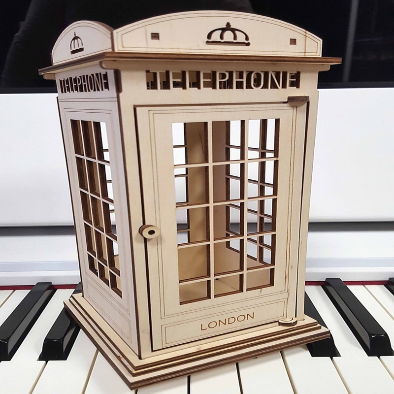 طرح کیوسک تلفن لندن مناسب برای استفاده در دستگاه های cnc چوب و cnc لیزر - laser cut london phone booth decor cdr file