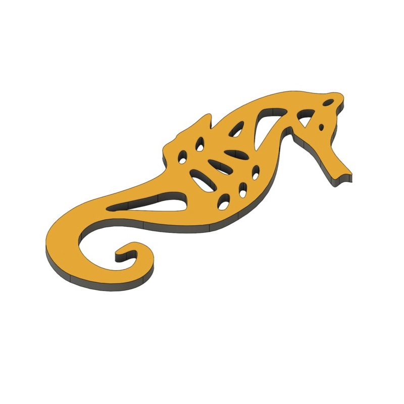 طرح گوشواره اسب دریایی مناسب برای استفاده در دستگاه های cnc چوب و cnc لیزر - laser cut seahorse earrings svg file