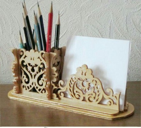 طرح جا مدادی و پایه نگهدارنده مداد مناسب برای استفاده در دستگاه های cnc چوب و cnc لیزر - laser cut pencil holder pad organizer cdr file