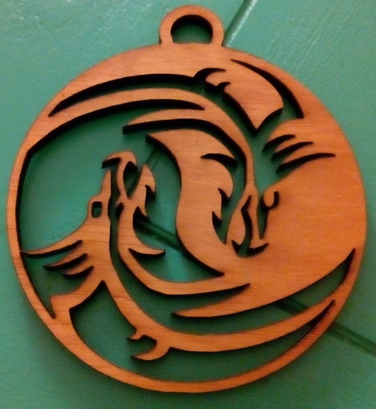 طرح اژدهای یین یانگ مناسب برای استفاده در دستگاه های cnc چوب و cnc لیزر - laser cut yin yang dragons cdr file