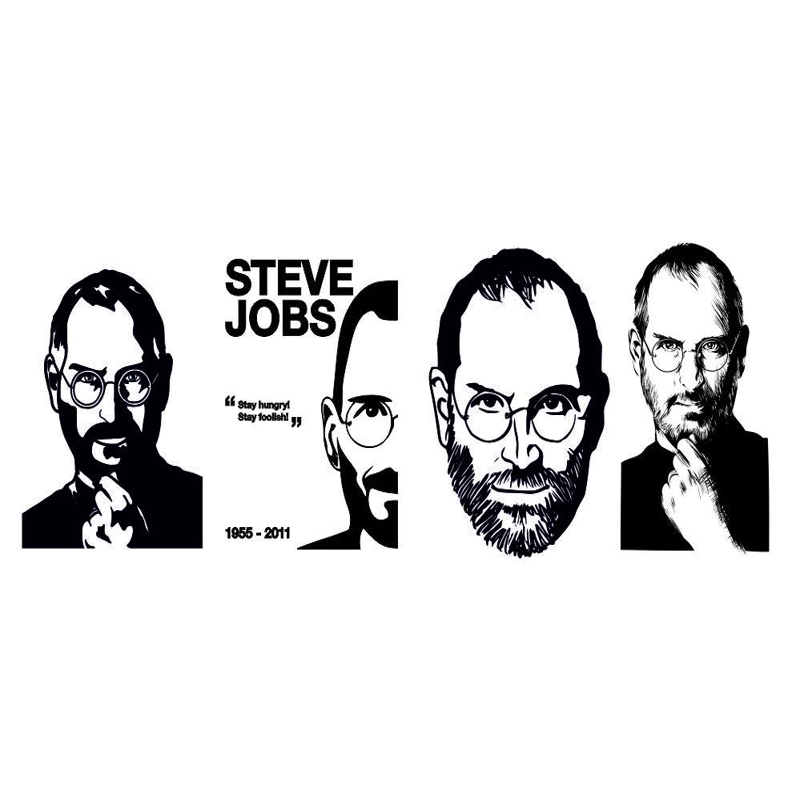 طرح استنسیل استیکر استیو جابز مناسب برای استفاده در دستگاه های cnc چوب و cnc لیزر - steve jobs sticker stencil line art cdr file