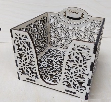 طرح جا دستمال سفره مربعی شکل مناسب برای استفاده در دستگاه های cnc چوب و cnc لیزر - napkin holder square box laser cutting template cdr file