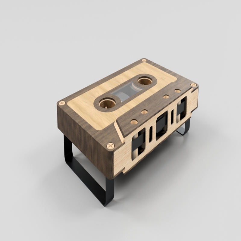 طرح نوار کاست میز قهوه خوری مناسب برای استفاده در دستگاه های cnc چوب و cnc لیزر - laser cut cassette tape coffee table bench cdr file