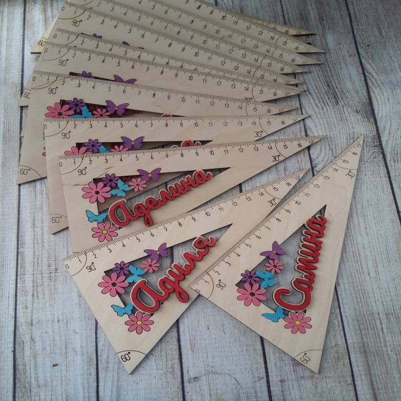 طرح خط کش مثلثی چوبی مناسب برای استفاده در دستگاه های cnc چوب و cnc لیزر - laser cut wooden triangle ruler cdr file