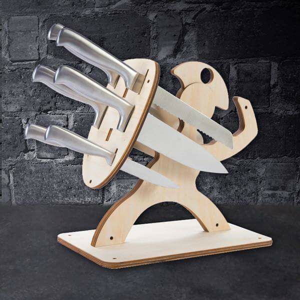 طرح بلوک چاقوی اسپارتان مناسب برای استفاده در دستگاه های cnc چوب و cnc لیزر - spartan knife block dxf file