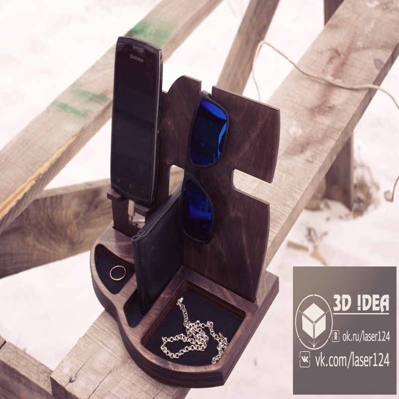 طرح ایستگاه شارژ تلفن به همراه میز سازماندهی مناسب برای استفاده در دستگاه های cnc چوب و cnc لیزر - laser cut phone charging station with desk organize cdr file