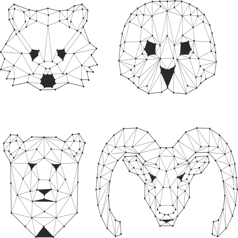 طرح وکتور چندضلعی‌های حیوانات مناسب برای استفاده در دستگاه های cnc چوب و cnc لیزر - animals polygons vectors cdr file