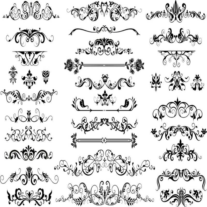 طرح فایل وکتور مجموعه حاشیه گلدار . مناسب برای استفاده در دستگاه های cnc چوب و cnc لیزر - floral border vector set eps file