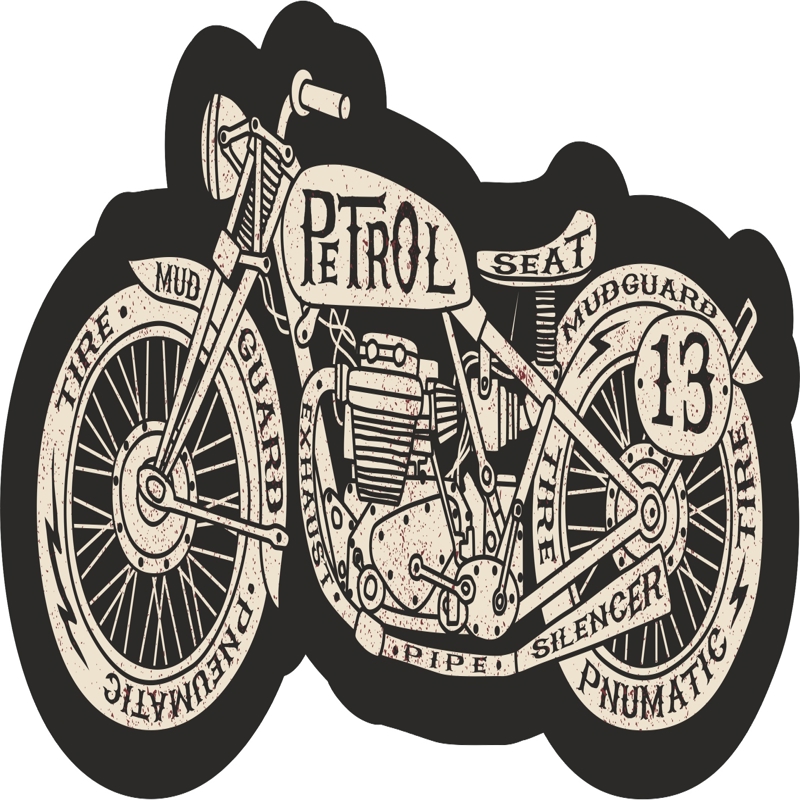 طرح استیکر موتور سیکلت رترو مناسب برای استفاده در دستگاه های cnc چوب و cnc لیزر - moto retro sticker cdr file