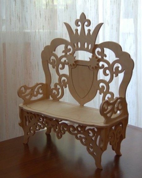 طرح صندلی راحتی چوبی مناسب برای استفاده در دستگاه های cnc چوب و cnc لیزر - laser cut wooden throne chair cdr file