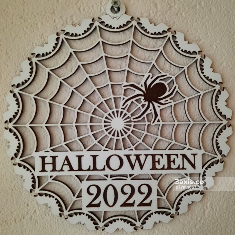 طرح هالووین تار عنکبوت مناسب برای استفاده در دستگاه های cnc چوب و cnc لیزر - laser cut spiderweb halloween svg file
