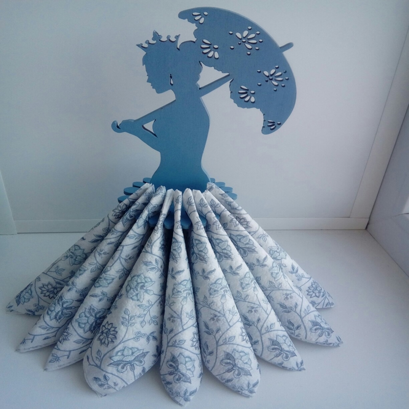 طرح چتر ملکه، جا دستمال سفره، مناسب برای استفاده در دستگاه های cnc چوب و cnc لیزر - laser cut umbrella queen napkin holder cdr file