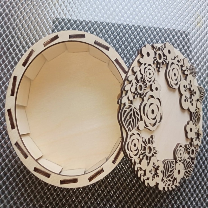 طرح جعبه کادو چوبی گرد مناسب برای استفاده در دستگاه های cnc چوب و cnc لیزر - laser cut round wooden gift box cdr file