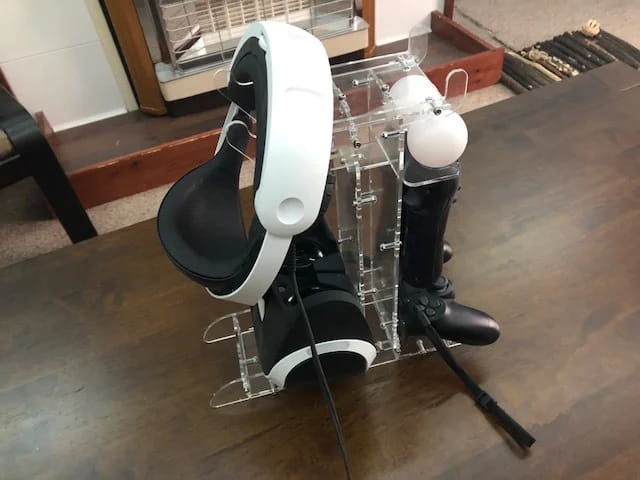 طرح پایه پلی‌استیشن VR و اکریلیک ۳ میلی‌متری مناسب برای استفاده در دستگاه های cnc چوب و cnc لیزر - laser cut playstation vr psvr stand 3mm acrylic dxf file