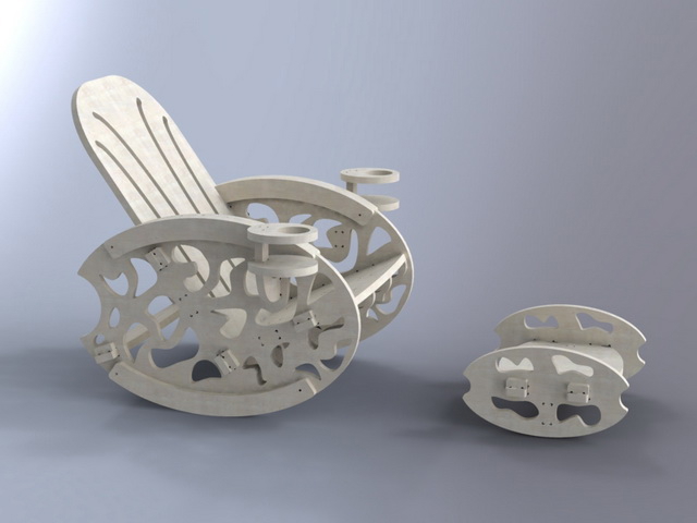 طرح صندلی گهواره ای مناسب برای استفاده در دستگاه های cnc چوب و cnc لیزر - laser cut rocking chair dxf file