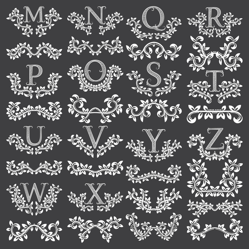 طرح حروف گلدار وکتور مناسب برای استفاده در دستگاه های cnc چوب و cnc لیزر - floral letters vector art eps file