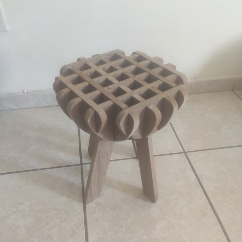 طرح چهارپایه چوبی مناسب برای استفاده در دستگاه های cnc چوب و cnc لیزر - laser cut wooden stool dxf file