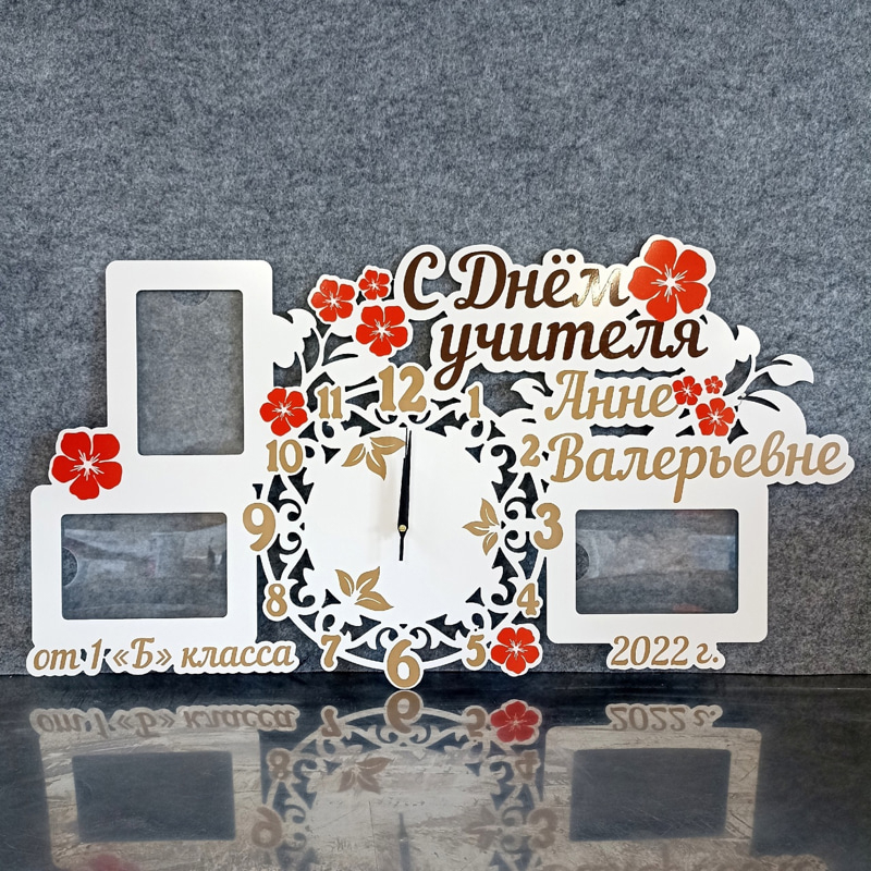 طرح قاب عکس با طرح ساعت گلدار به صورت مناسب برای استفاده در دستگاه های cnc چوب و cnc لیزر - laser cut photo frames with floral clock cdr file