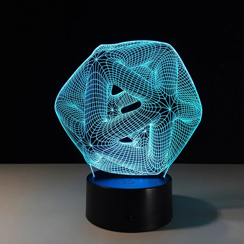طرح چراغ خواب سه بعدی انتزاعی مناسب برای استفاده در دستگاه های cnc چوب و cnc لیزر - laser cut 3d abstract shape night light illusion lamp cdr file