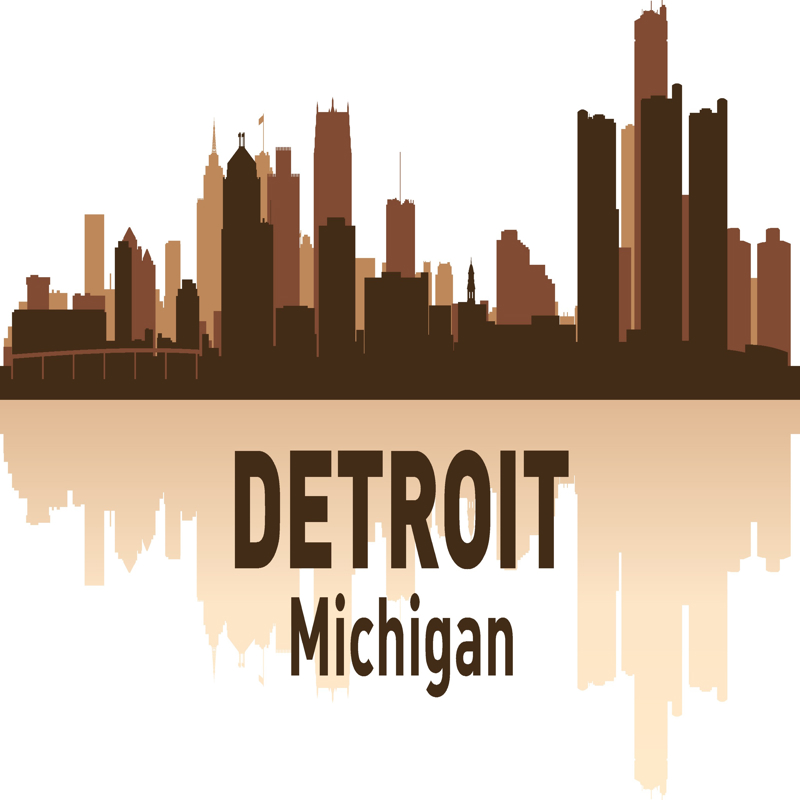 طرح اسکای‌لاین دیترویت مناسب برای استفاده در دستگاه های cnc چوب و cnc لیزر - detroit skyline cdr file