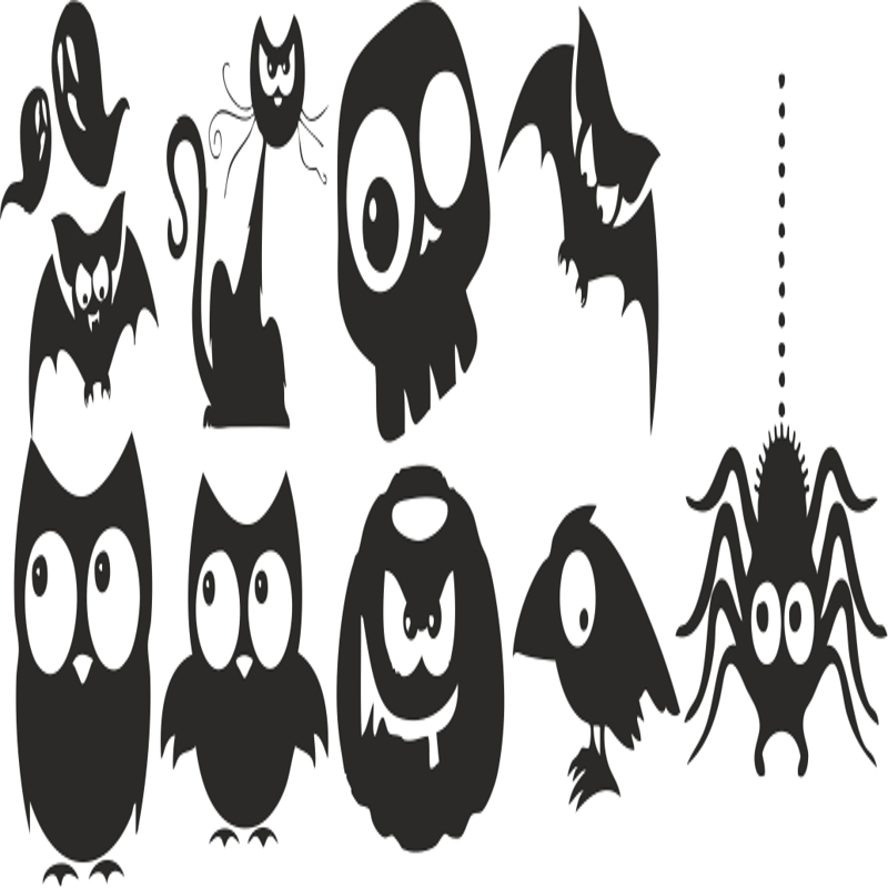 طرح وکتور سایه‌نمای هالووین مناسب برای استفاده در دستگاه های cnc چوب و cnc لیزر - halloween silhouette vectors cdr file