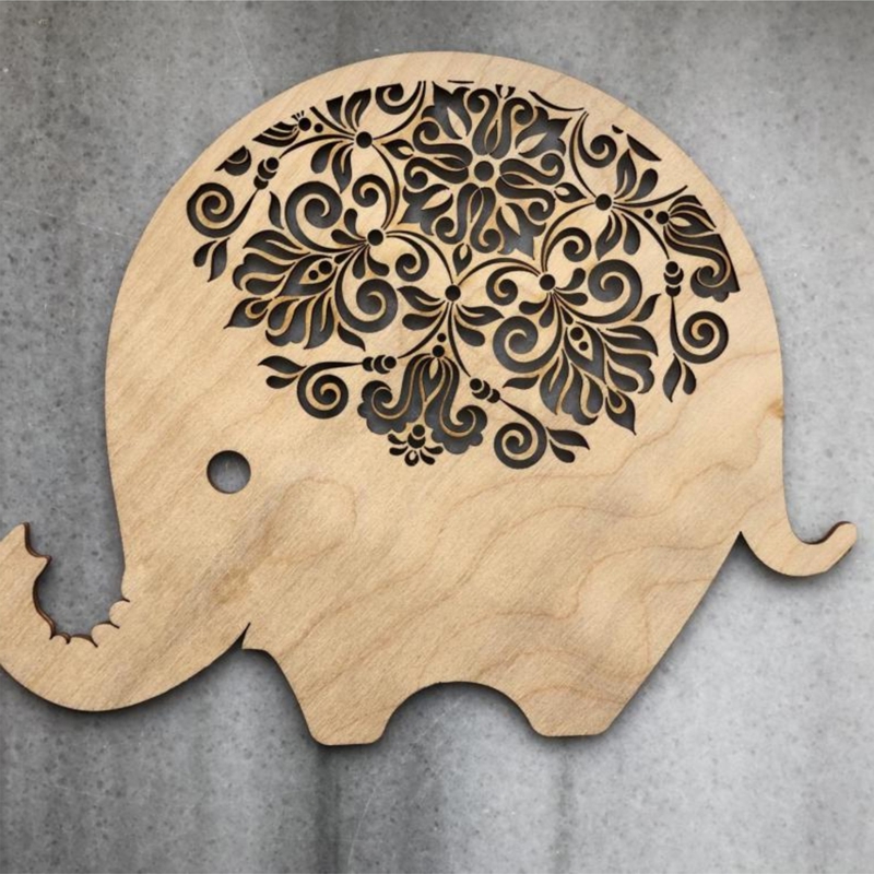 طرح فیل تزئینی مناسب برای استفاده در دستگاه های cnc چوب و cnc لیزر - laser cut elephant decorative design cdr file