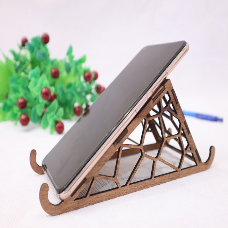 طرح پایه تلفن چوبی با ضخامت ۳ میلی‌متر مناسب برای استفاده در دستگاه های cnc چوب و cnc لیزر - laser cut wooden phone stand 3mm cdr file