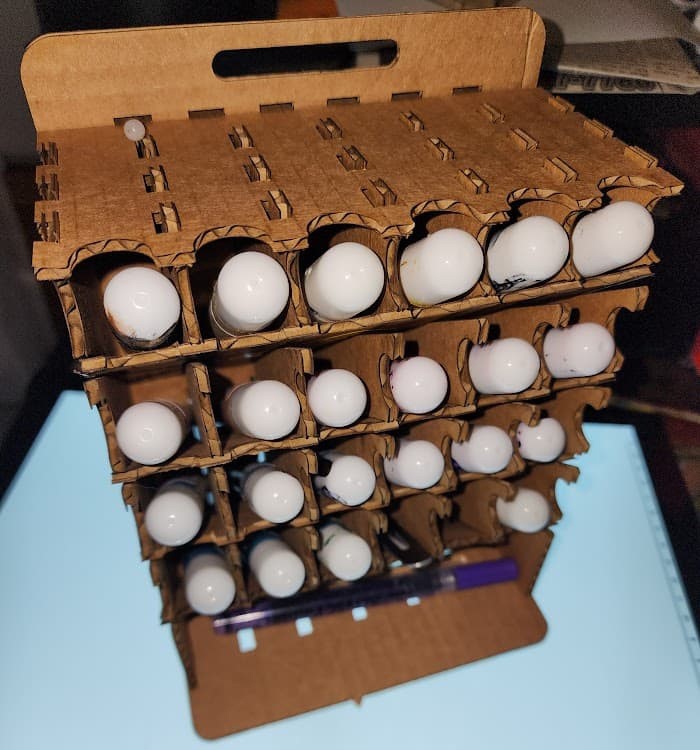 طرح قفسه نگهداری جوهر الکل مناسب برای استفاده در دستگاه های cnc چوب و cnc لیزر - laser cut alcohol ink storage rack svg file