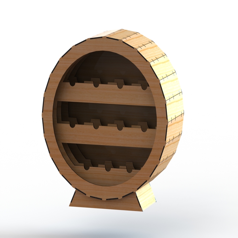 طرح جا نوشابه گرد ۶ میلی‌متری مناسب برای استفاده در دستگاه های cnc چوب و cnc لیزر - laser cut round wine rack 6mm dxf file