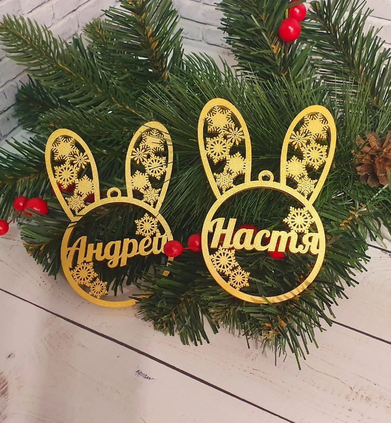 طرح درخت کریسمس با طرح خرگوش مناسب برای استفاده در دستگاه های cnc چوب و cnc لیزر - laser cut christmas tree bunny ornament cdr file