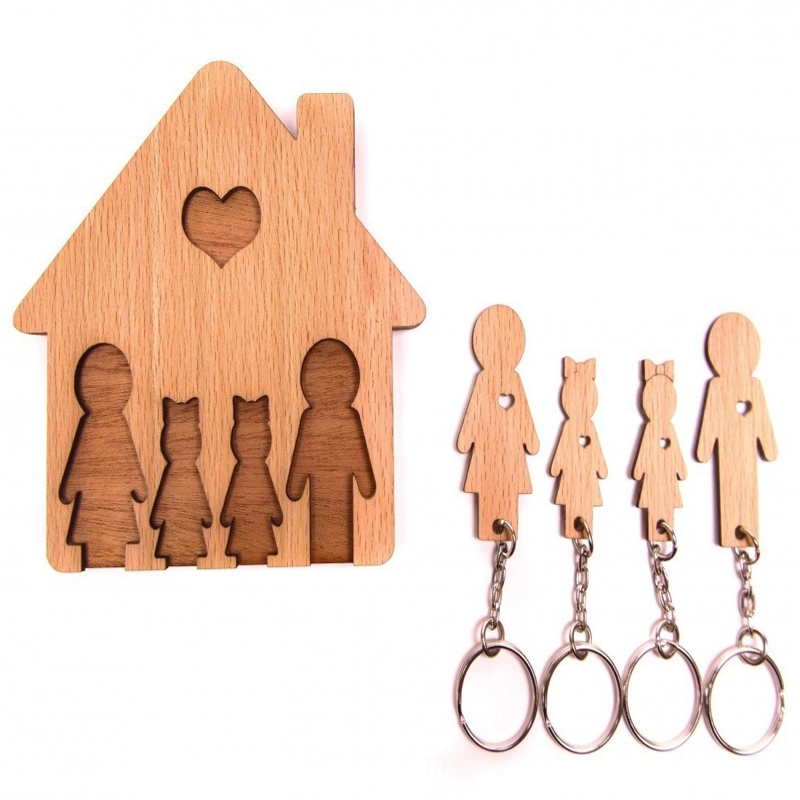 طرح جاکلیدی خانوادگی مناسب برای استفاده در دستگاه های cnc چوب و cnc لیزر - laser cut family key holder cdr file