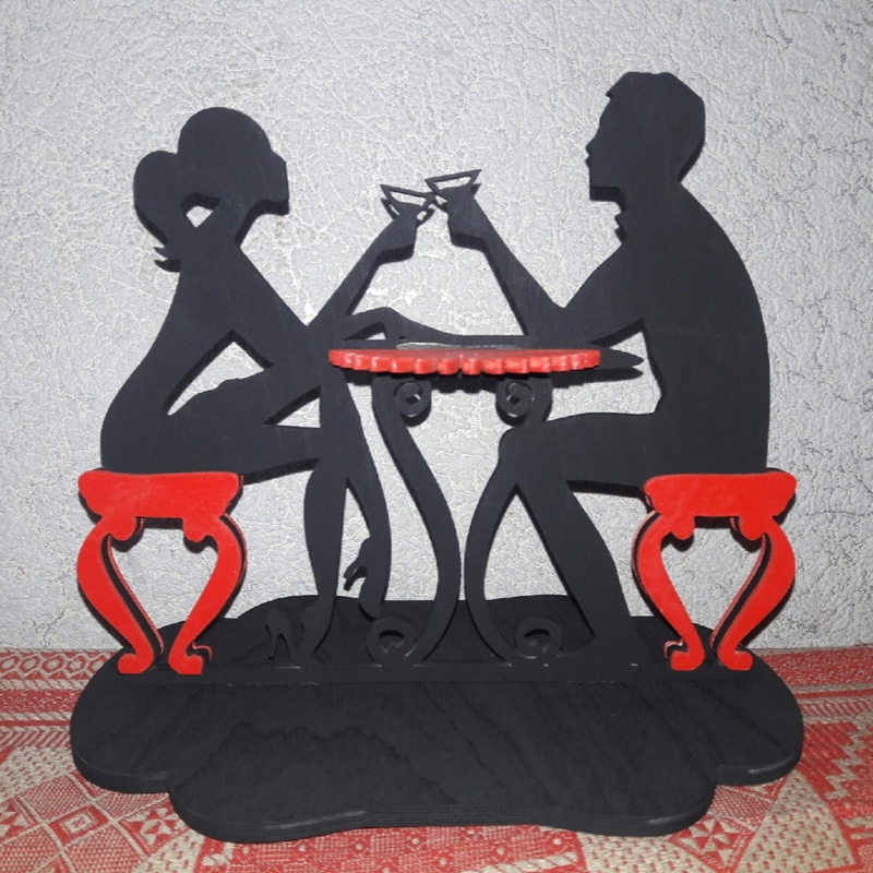 طرح جا دستمال سفره زوج و فرد مناسب برای استفاده در دستگاه های cnc چوب و cnc لیزر - laser cut couple napkin holder cdr file