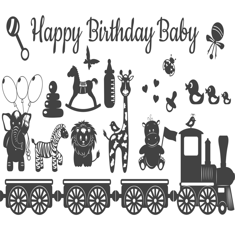طرح حکاکی تزیینات تولد کودک مناسب برای استفاده در دستگاه های cnc چوب و cnc لیزر - laser cut engrave baby birthday decorations cdr file