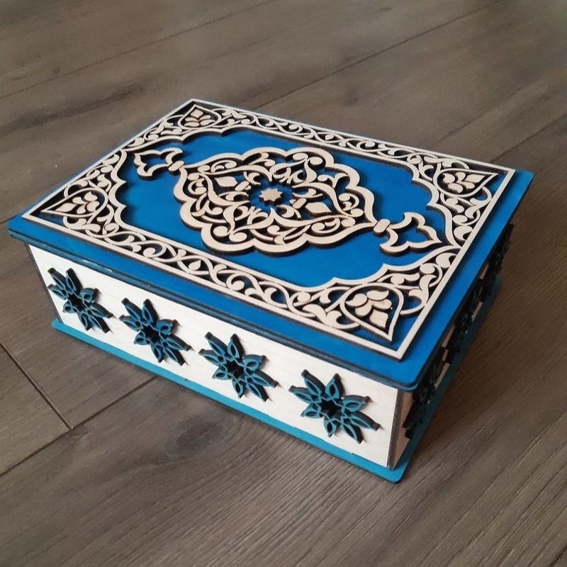 طرح جعبه کتاب چوبی تزئینی مناسب برای استفاده در دستگاه های cnc چوب و cnc لیزر - laser cut wooden decorative book box cdr file